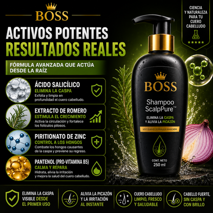 Shampoo ScalpPure™ – Elimina la Caspa y Alivia la Picazón