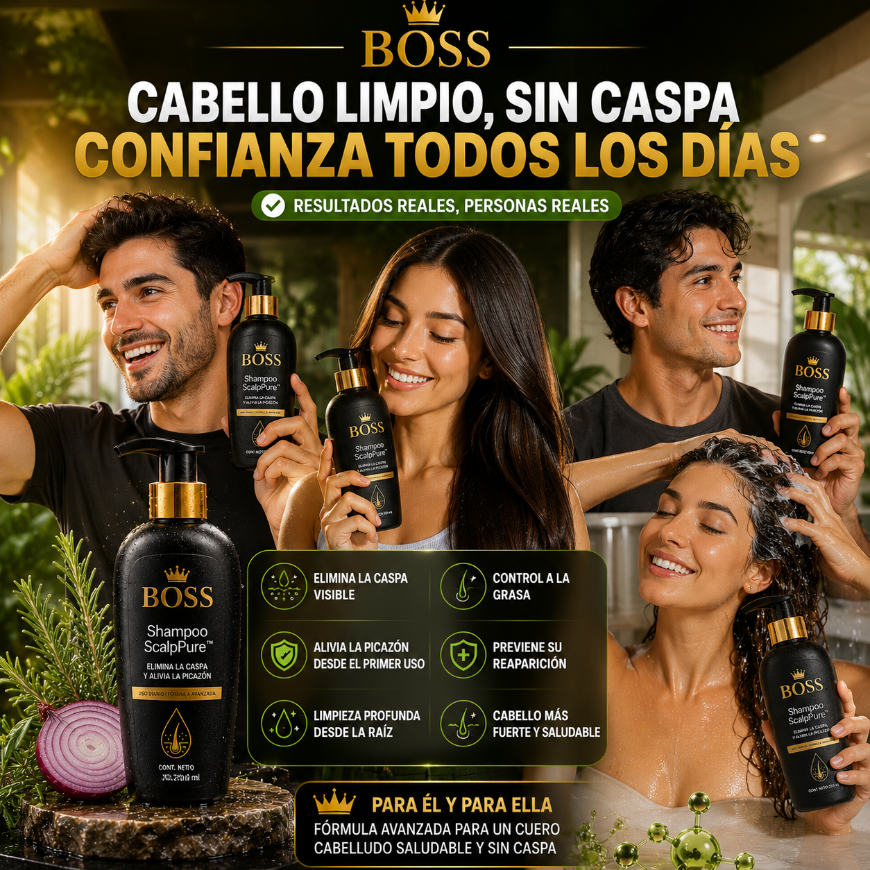 Shampoo ScalpPure™ – Elimina la Caspa y Alivia la Picazón