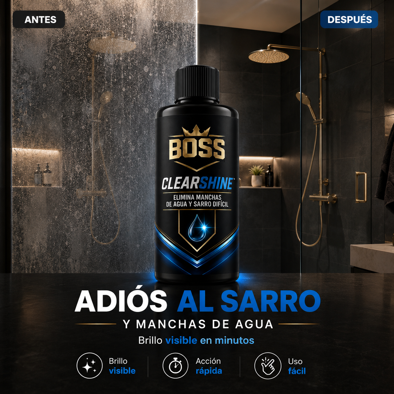 BOSS CLEARSHINE™ – Elimina Manchas de Agua y Sarro Difícil