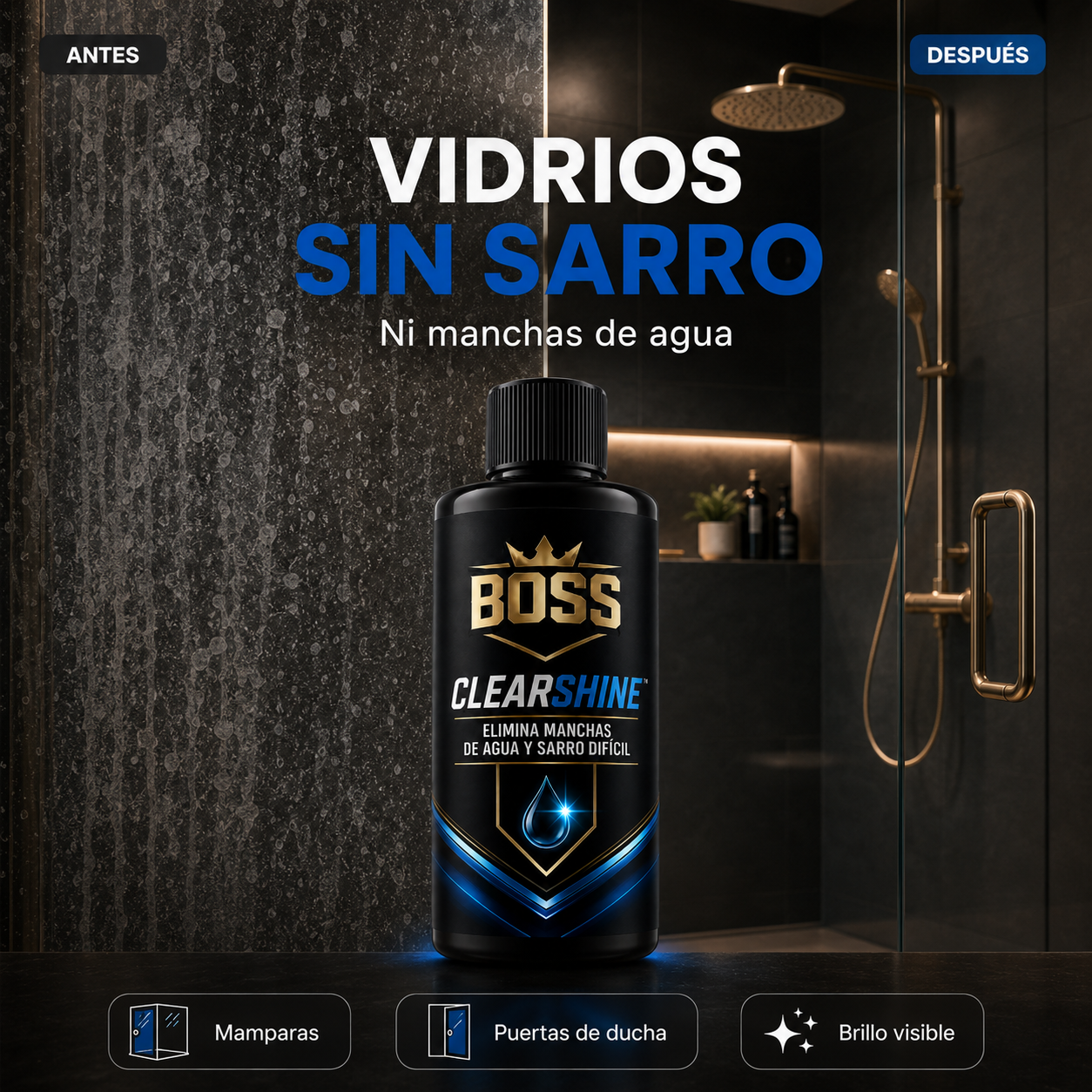 BOSS CLEARSHINE™ – Elimina Manchas de Agua y Sarro Difícil