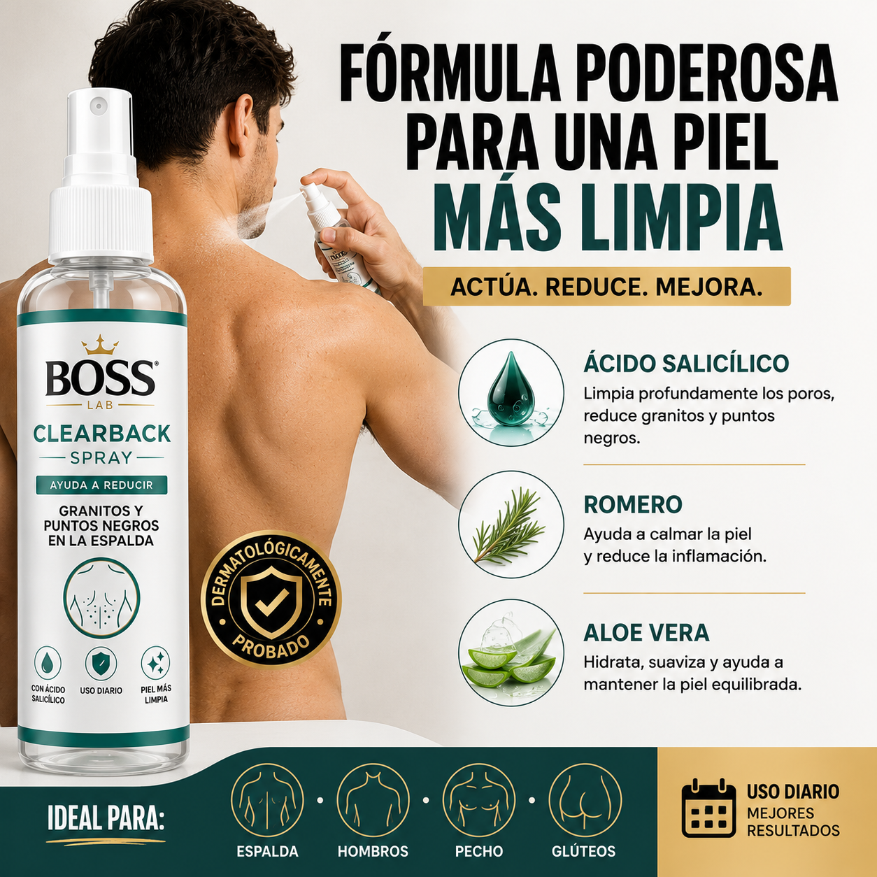 ClearBack Spray – Ayuda a Reducir Granitos y Puntos Negros en la Espalda