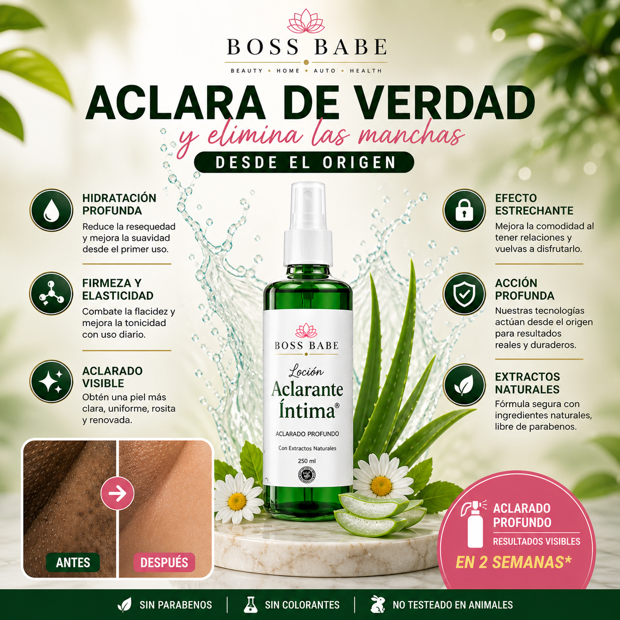 LOCIÓN ACLARANTE INTIMA - Elimina manchas desde el origen • Resultados visibles en 14 días