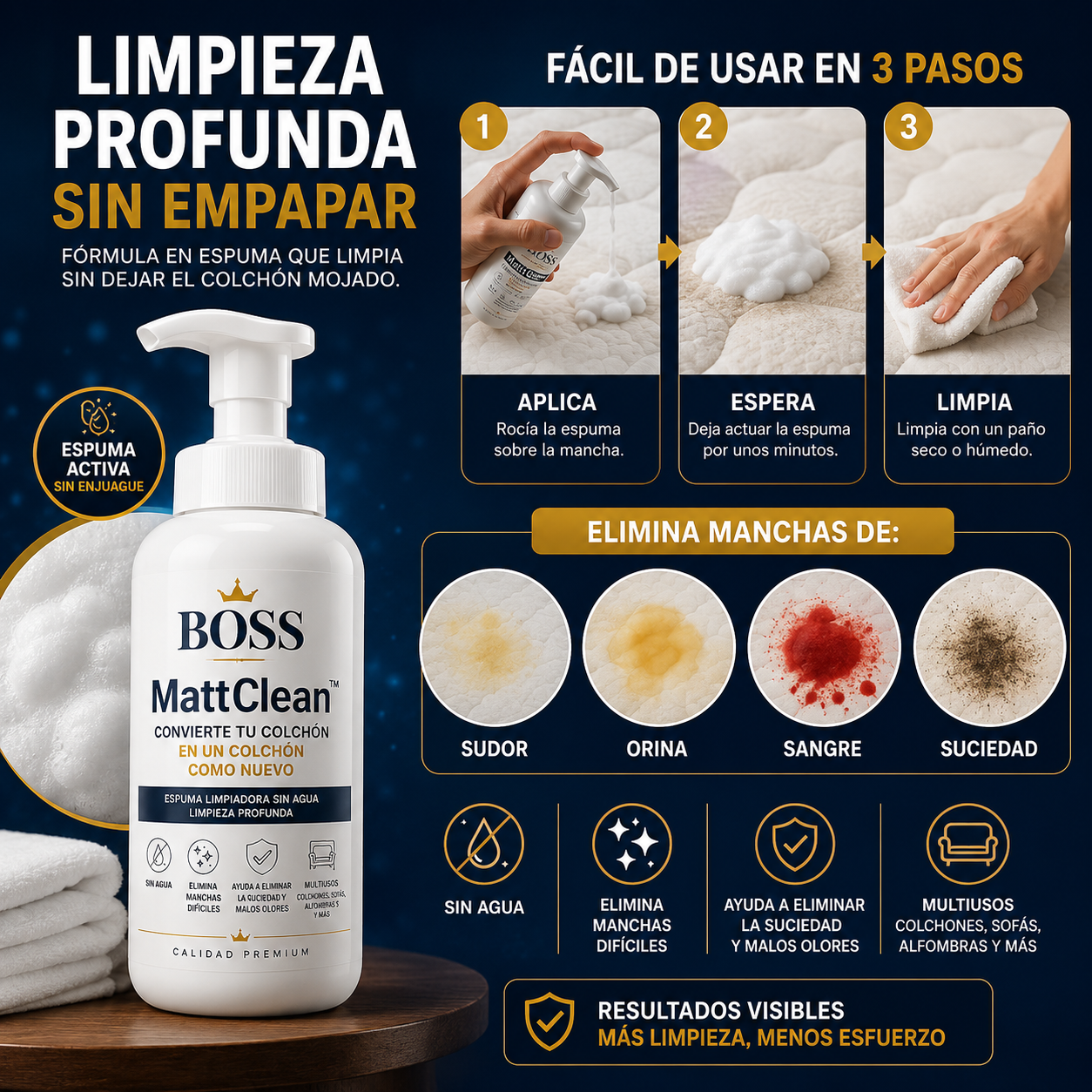 BOSS MattClean™ –  Acabado limpio y elegante inspirado en hoteles de alta gama.