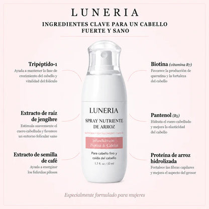 Luneria-Spray capilar que ayuda a frenar la caída
