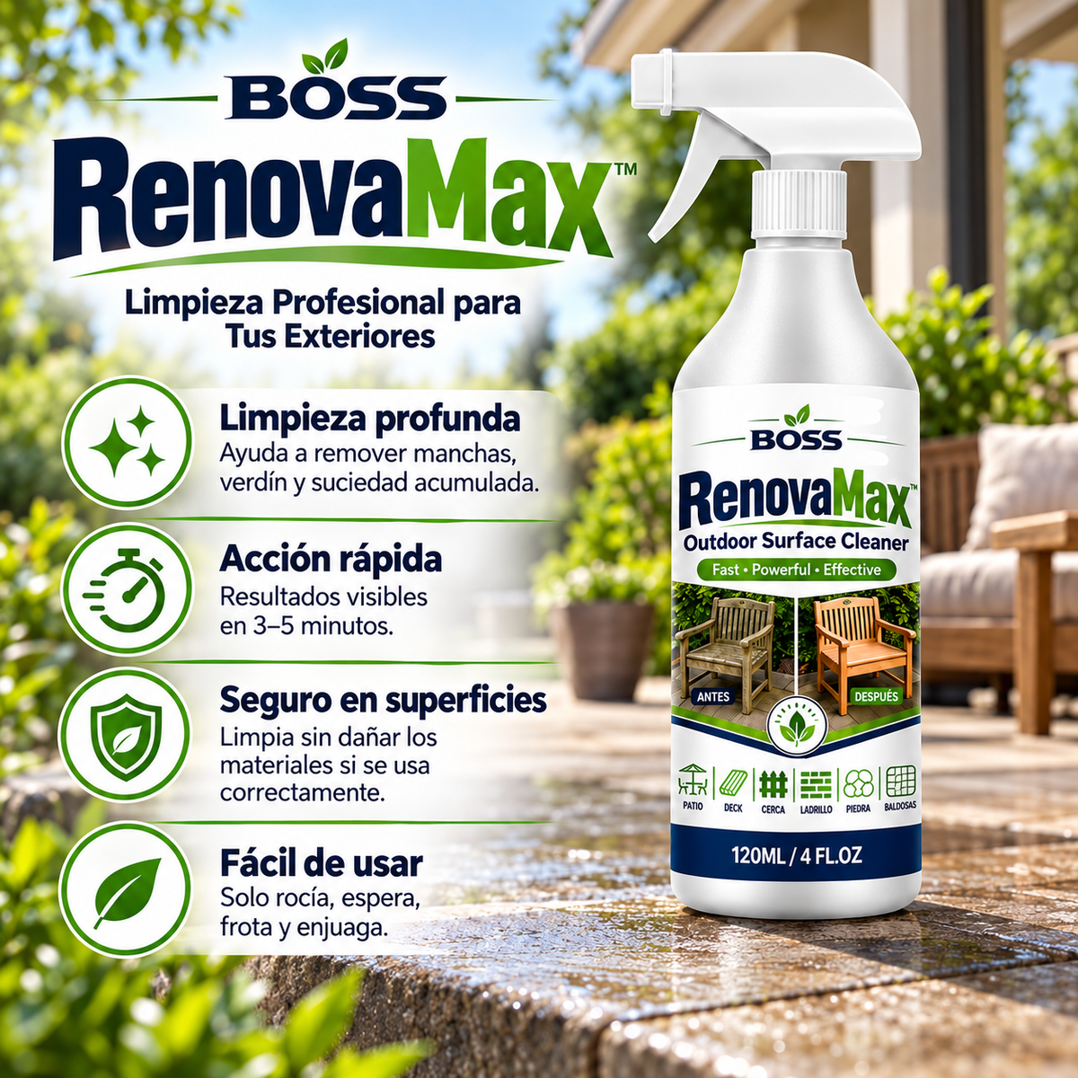 RenovaMax™ – Remueve Manchas, Verdín y Suciedad de tus Exteriores