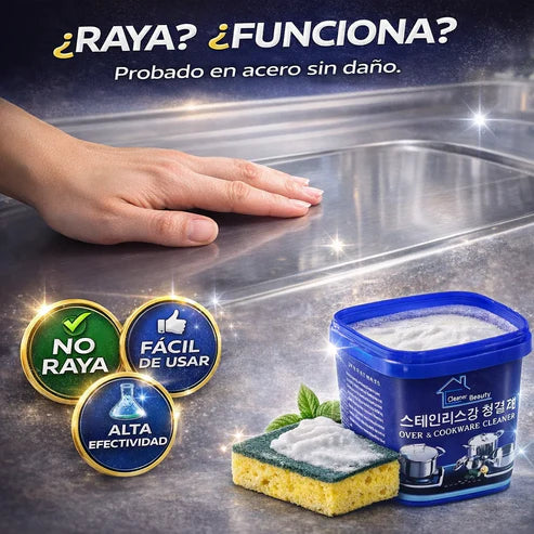 Pasta Limpiadora Ollas Acero Inoxidable | Elimina Grasa Extrema Sin Tallar