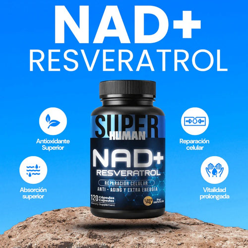 NAD + Resveratrol - Cápsulas de Reparación Celular Antienvejecimiento y Energía Extra (120 Cápsulas)