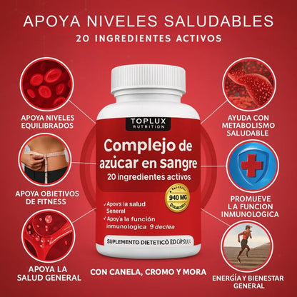 Blood Sugar Complex – Fórmula avanzada para equilibrar tu glucosa y mejorar tu energía diaria.