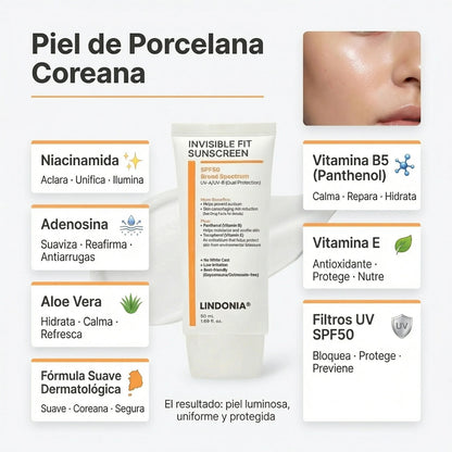 Lindonia® Bloqueador Glow Coreano SPF50