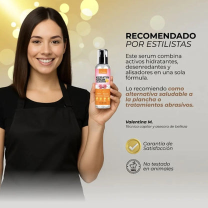 KERATIN SERUM 3.0 ® Suero Alisador Termoprotector — Chau frizz y liso perfecto en segundos